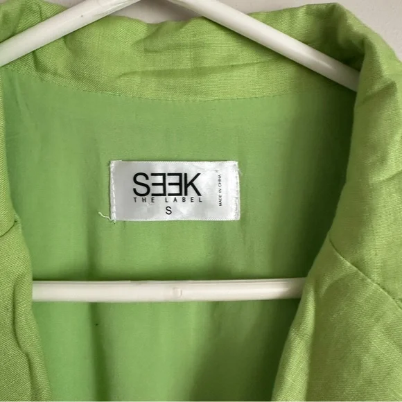 SEEK The Label Lime Green Linen Romper – Women’s Size S - Picture 2 of 4